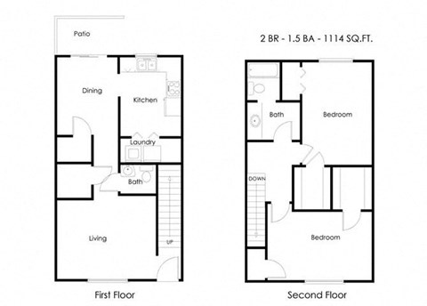 Park At Mt Zion_2 Bedroom Floor Plan at Park at Mt. Zion Apartments, Jonesboro, GA 30236